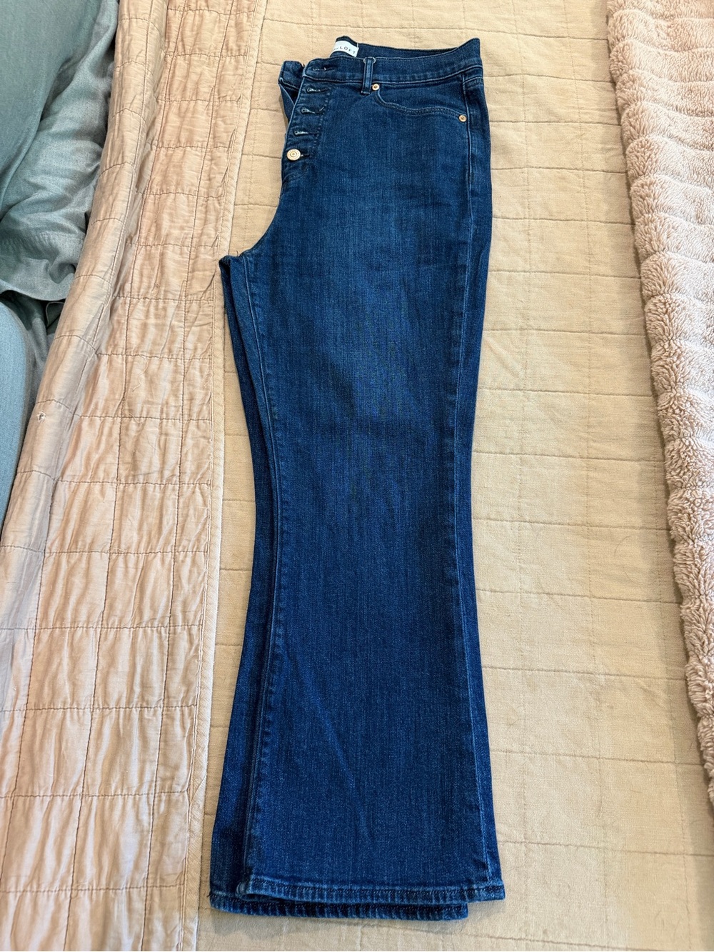 LOFT Dark Indigo Boot-Cut Jeans - The Kick Crop - Picture 4 of 6